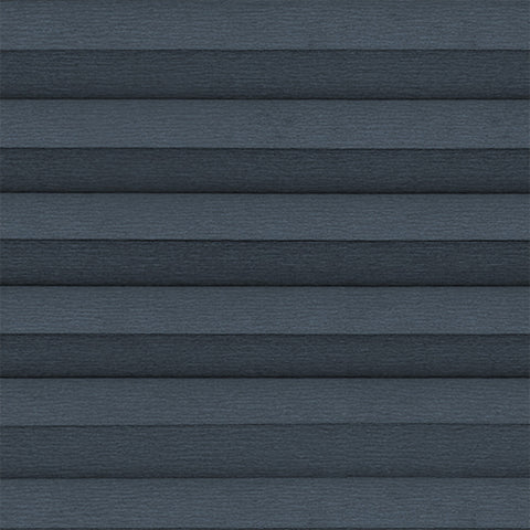 Halo Marine close up from a Bi-Fold Door pleated blind. Navy Blue Thermal efficient Honeycomb cellular blind for energy saving and light filtering.