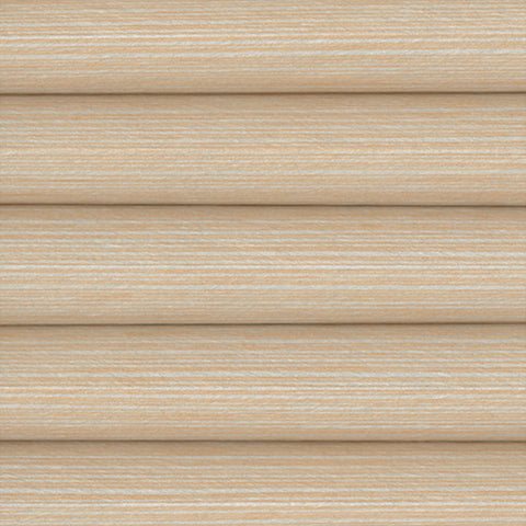 Close-up of a pleated blind with beige Honeycomb Translucent woven fabric with a subtle line pattern.