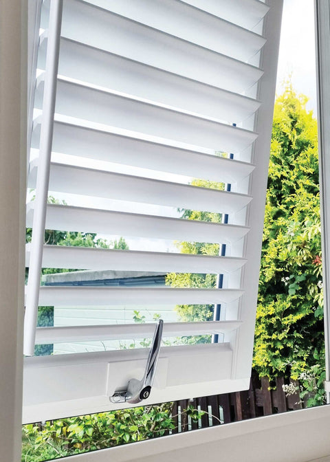 Close up of a White Perfect Fit Shutter